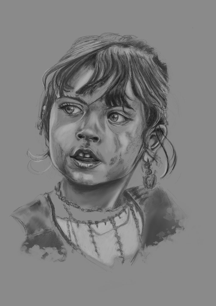 painting digital little girl